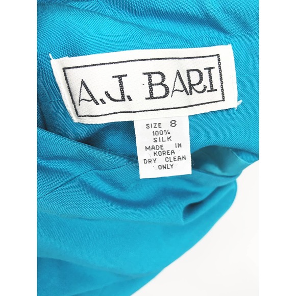 A.J. Bari Beaded Collar Silk Haltered Formal Blue Dress Size 8 - Picture 8 of 10